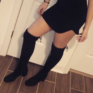 Knee high black booties